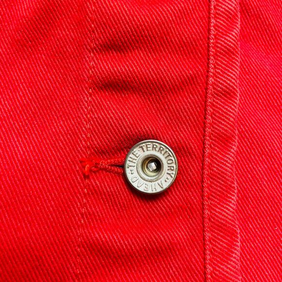 Vintage The Territory Ahead Jacket Womens M Red Denim Jean Button Front Western - Picture 5 of 7